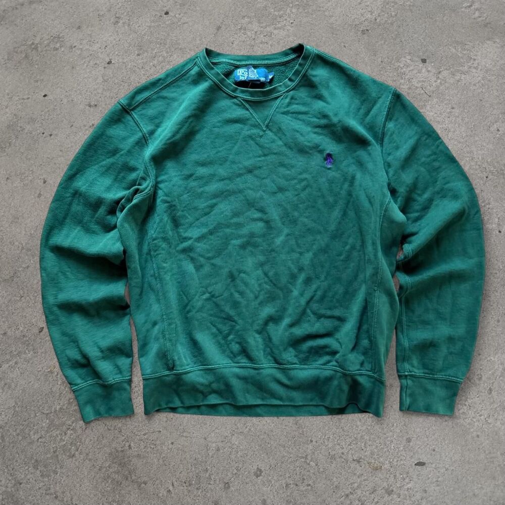Vintage 1990’s Polo By Ralph Lauren Green Sweatshirt Gussets Men’s Size Medium P
